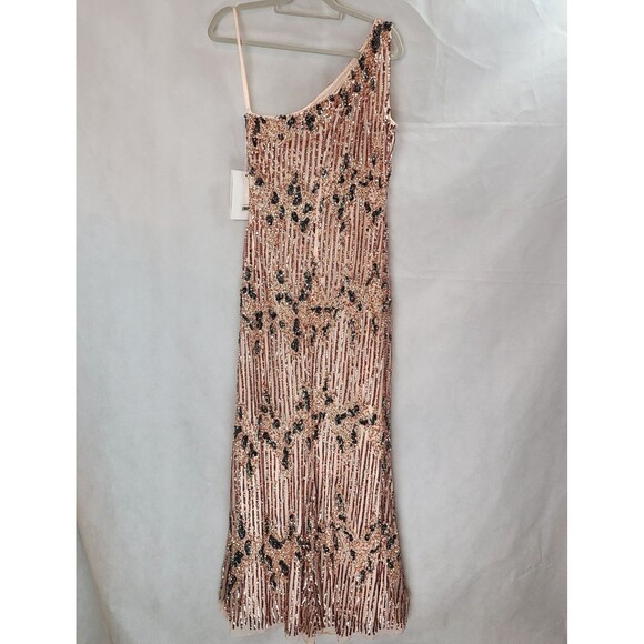 New MAC DUGGAL (5976) Peach One-Shoulder Sequin Embellished Gown Women's (8) - Picture 6 of 16